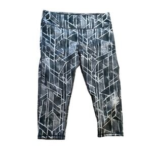 Z by Zobha Reversible Cropped Leggings Gray Geometric Space Dye Large 12-14
